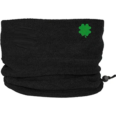 Image of TeddyT&#039;s Men&#039;s Irish Ireland Black Thermal Fleece Sports Snood with Adjustable Toggle (Four Leaf Clover)