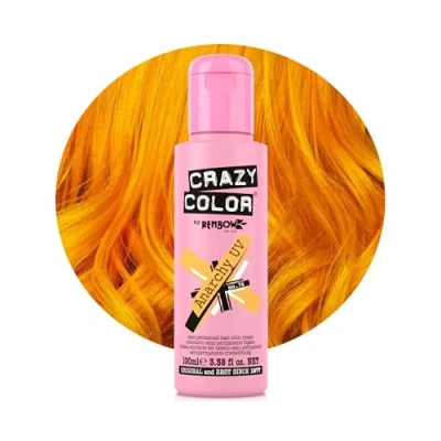 Image of Crazy Color Vibrant Anarchy UV Semi Permanent Hair Dye. Highly Pigmented Orange Conditioning &amp; Oil Nourishing Vegan Formula No Bleach or Ammonia 100ml