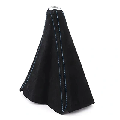 Image of Aramox Gear Stick Gaiter Suede Universal Blue Lever Cover, Interior Shift Boot gearstick Knob Covers for Most Vehicles(Blue Stitching)