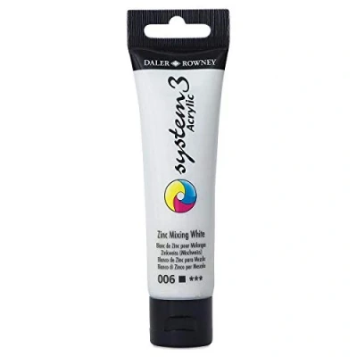 Image of Daler Rowney System3 Acrylic Paint, Plastic Tube, 2oz 59 ml, Zinc Mixing White