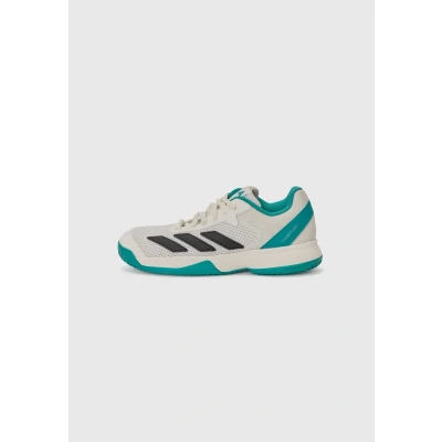 Image of adidas Performance Courtflash Unisex Multicourt tennis shoes for kids, Size: 4.5, White/pure teal
