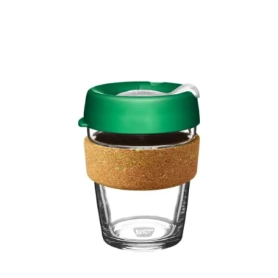 Image of KeepCup Brew Cork Ace Reusable Coffee Cup Tempered Glass and Recovered Tennis Ball Band, M 12oz/340ml Slam