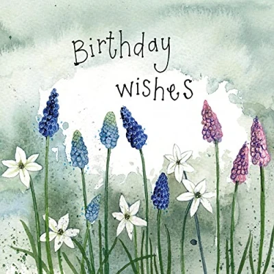 Image of Alex Clark Art Birthday Wishes Grape Hyacinths Foil Card