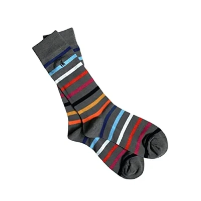 Image of Swole Panda Bamboo Socks UK7 11 Grey Small Stripe Mens