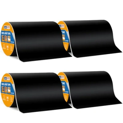 Image of ADHES Deck Joist Tape 20cm x 5m, 4 Roll Weather Resistance &amp; Waterproof for Decking, Flashing Tape, Butyl Ideal Wood Decks Beams Roof, Outdoor Construction Use