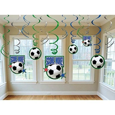 Image of amscan 10118308 Decorations 12 674467 Soccer Ball Swirl Decorations, Pcs, Blue, USA Size