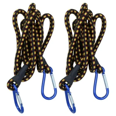 Image of Garden Mile® Bungee Cord 2 x 72 Inch Heavy Duty with Strong Quick Release Carabiner Hook Elastic Rope Strap Black and Yellow Aluminium Maximum Strength (2, 72&quot;)