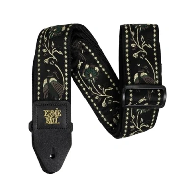 Image of Ernie Ball Jacquard Guitar/Bass Strap Black Pleasant Pheasant