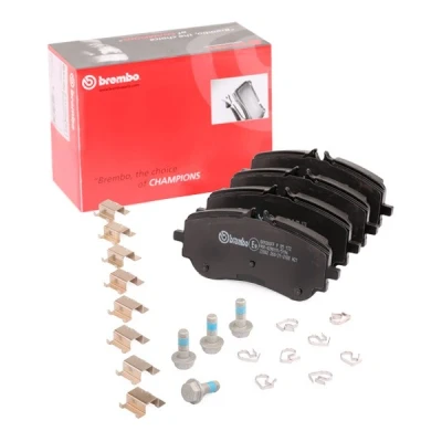 Image of 65508206002, 65508206005 brake pad set BREMBO P 85 172 excl. wear warning contact with caliper screws accessories VOLKSWAGEN: Crafter Van