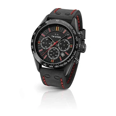 Image of TW Steel Unisex Adult Chronograph Quartz Watch with Leather Strap TW987