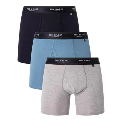 Image of Ted Baker Mens Boxers Brief, Cotton, 3 Pack, (TBB01), Black/White/Grey, S