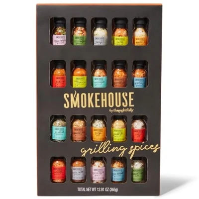 Image of Smokehouse by Thoughtfully, Gourmet Ultimate Grilling Spice Set, Grill Seasonings and Rubs Gift Flavors Include Chili Garlic, Italian Seasoning, Cayenne Rub More, Pack of 20