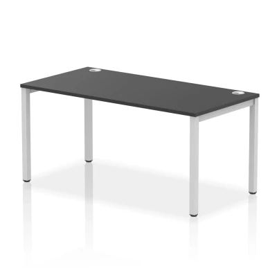 Image of Impulse Bench Single Row 1600 Silver Frame Office Desk Black