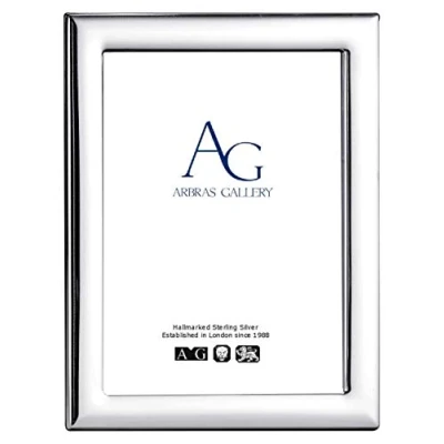 Image of Arbras Gallery AG Sterling Silver Plain Frame for photograph 7&quot;x 5&quot; with Wood Back can stand portrait or landscape