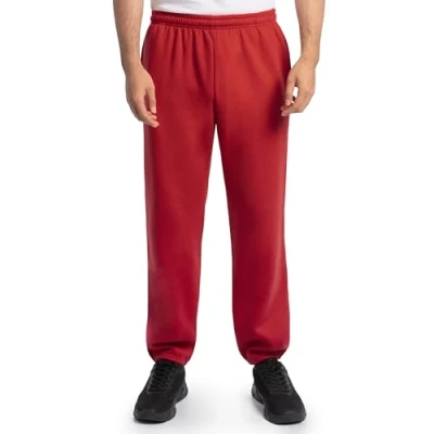 Image of Fruit of the Loom Men&#039;s Eversoft Fleece Sweatpants, Elastic Bottom Black Heather, Medium