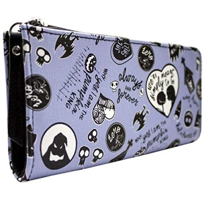 Image of Nightmare Before Christmas Jack and Sally Forever Purse Clutch Coin Pocket &amp; Card Holder, Purple