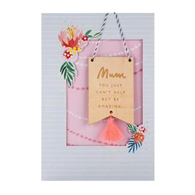 Image of Hallmark Birthday Card for Mum With Wooden Keepsake Decoration