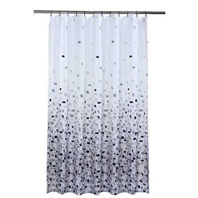 Image of YourHome Vibrant Mosaic Grey On A White Background Polyester Shower Curtain Including 12 Rings By Waterline