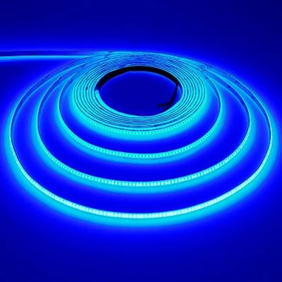Image of TOPAI 12V Thin 5mm Blue COB LED Strip Light Narrow 5M Bright Uniform Dotless 400LEDs/M Adhesive Flexible Cuttable Tape for DIY, Bedroom, Under Cabinet Lighting