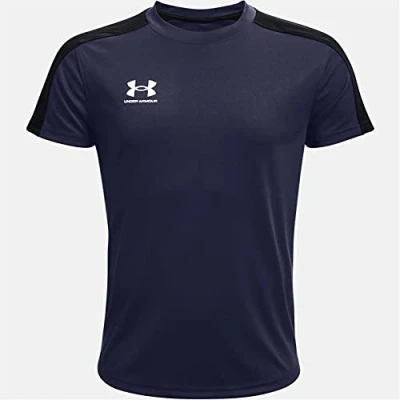 Image of Under Armour Boys&#039; Y Challenger Training Tee, Fast Drying and Sweat Wicking Football Top, Short Sleeved Gym T Shirt for PE, More
