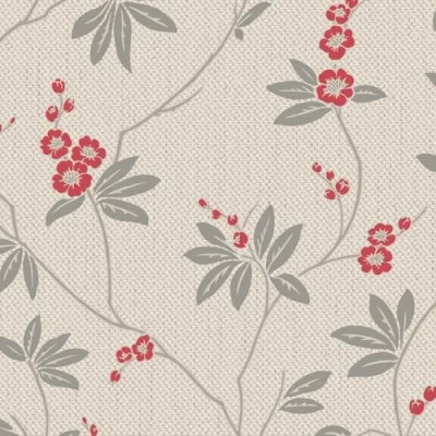 Image of Belgravia Decor Amelie Blossom Beige Red Wallpaper 3022
