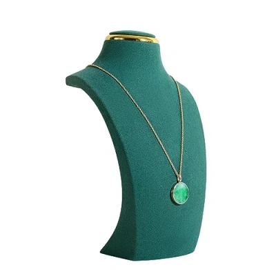 Image of GemeShou Green Necklace display stands for selling, Velvet storage organizer, mannequin jewelry bust holder boutique store【Green Small height 21 cm】