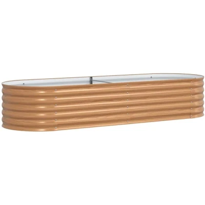 Image of vidaXL Raised Garden Bed Brown with Wood Look 240x80x44 cm Steel