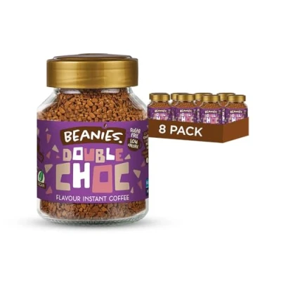 Image of Beanies Double Chocolate Flavoured Instant Coffee 400g (50g x 8 Pack) Freeze Dried Granules, Quick &amp; Easy to Brew, Premium Taste, Rich in Flavour, Low Calorie, Sugar Free, Vegan