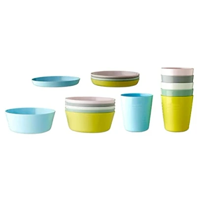 Image of 2 x Children&#039;s Bowl Tumbler and Plate Set of 6 Each Item Multi Coloured Pastel