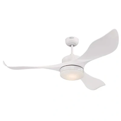 Image of Westinghouse Lighting Pierre 132 cm White Indoor Ceiling Fan with Light and Remote Control, Dimmable LED Fixture, Opal Frosted Glass, DC Motor