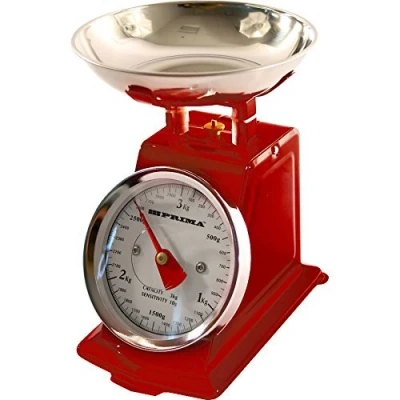 Image of 3kg Traditional Retro Mechanical Kitchen Weighing Scales (RED)