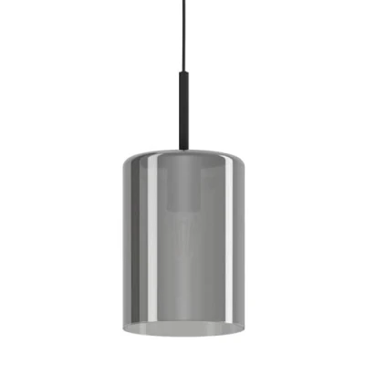 Image of Eglo Cadaques 1 Pendant Light Bulb Modern Elegant Steel and Glass in Black Transparent Dining Table Lamp Living Room Hanging with E27 Socket