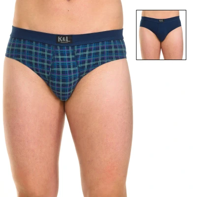 Image of Kisses&amp;Love Mens Pack 2 Basic Open Slips KL2010 man Blue Cotton Size Medium