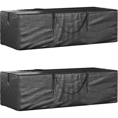 Image of vidaXL Garden Cushion Storage Bags 2 pcs Black 135x40x55 cm Polyethylene