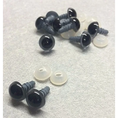 Image of celloexpress Pack of 5 Pairs GREY Eyes with Plastic Backs 10mm Safety for Soft Toys or Teddy Bears