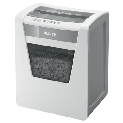 Image of Leitz IQ Office P5 Micro Cut Paper Shredder, Shreds 11 10 Sheets (70 80 gsm), 23L Bin, White, 80021000