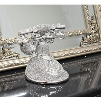 Image of Deenz Crushed Diamond Stunning Telephone Sparkle Ornament Bling Retro Style Gift (Silver)