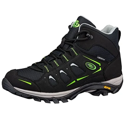 Image of Brütting Unisex Mount Frakes High Cross Country Running Shoe, Black/Grey/Lemon, 8 UK