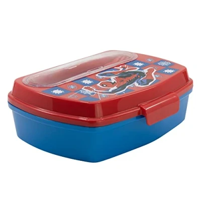Image of Stor 74709 Rectangular SANDWICHERA with Covers Spiderman Arachnid Grid Lunch Box, Plastic