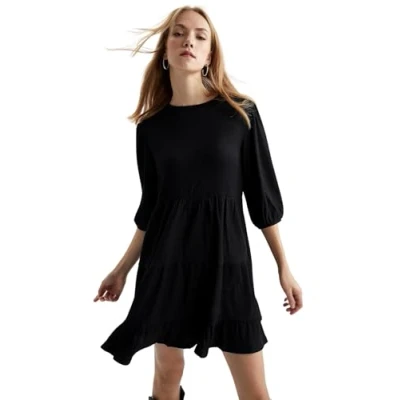 Image of DeFacto Women&#039;s V6801AZ Dress, Black, XL