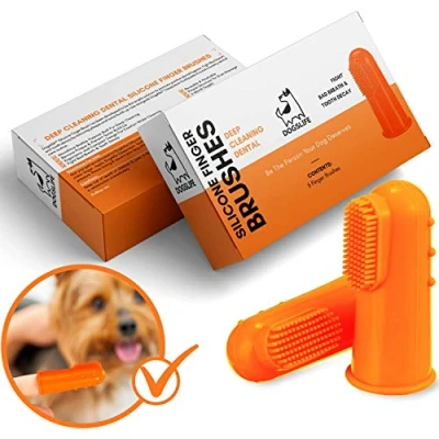 Image of Finger Toothbrush for Dogs Remove Tartar &amp; Stop Bad Breath 5 Pack Easy Dog Teeth Cleaning Silicone Total Dental Care