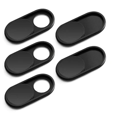 Image of CloudValley Webcam Cover, 5 Pack 0.6mm Thin Metal Web Camera Cover Sticker for MacBook Pro, Laptop, Mac, PC, iPad iPhone, Privacy Slide [Black] …