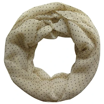 Image of Lina &amp; Lily Polka Dot Print Women&#039;s Infinity Scarf Snood Lightweight (Beige)