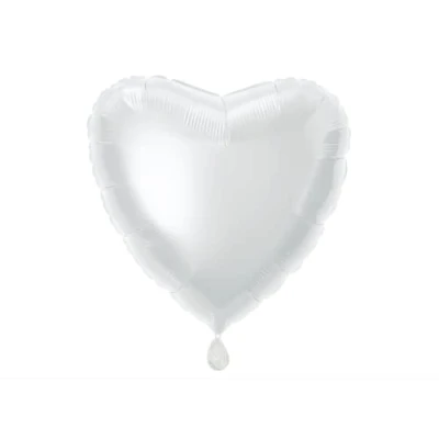 Image of Solid White Heart Foil Balloon (45cm) 1 Count Stunning and Romantic Love Celebration Decoration