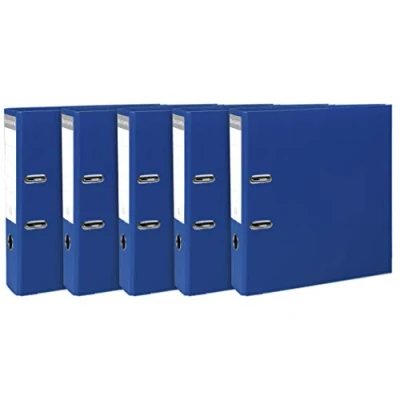 Image of Exacompta Ref 53352SE Lever Arch File Suitable for A4 Documents, 80mm Spine, Prem&#039;Touch Mechanical, Polypropylene Coated Cardboard Dark Blue (Pack of 5)