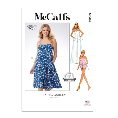 Image of MCCALLS Sewing Pattern M8499H5 Misses&#039; Dress and Top by Laura Ashley H5 (6 8 10 12 14)