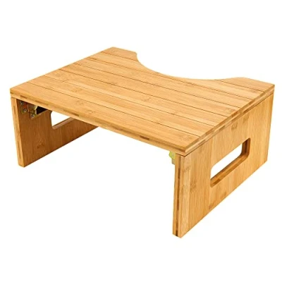 Image of Bamboo Toilet Stool, Foldable Potty Stool for Bathroom, Wooden Poop Adults, Portable and Non Slip