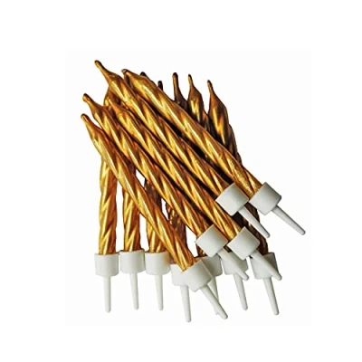 Image of Anniversary House Metallic Candles Gold with Holders Pack of 12