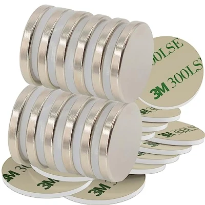 Image of Magnetpro 12 Piece Disc Magnets 6 KG Force 25 mm Diameter x 3mm Thick Magnet with Self Adhesive Tape