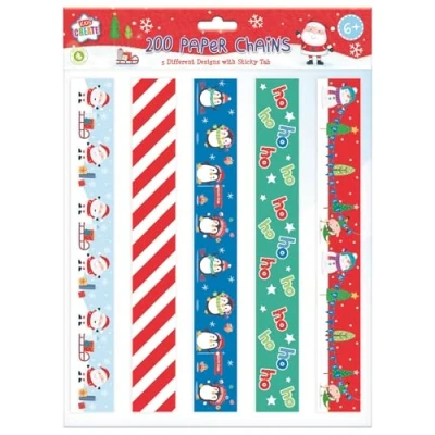 Image of Kids Create Pack 200 Santa &amp; Friends Cartoon Paper Chains Activity Christmas Decorations